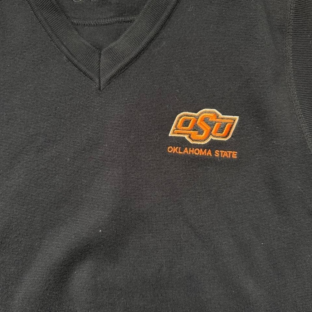 Cutter & Buck‎ Oklahoma State Vest Mens Medium Black OSU Logo Knit Sweater - Picture 4 of 6